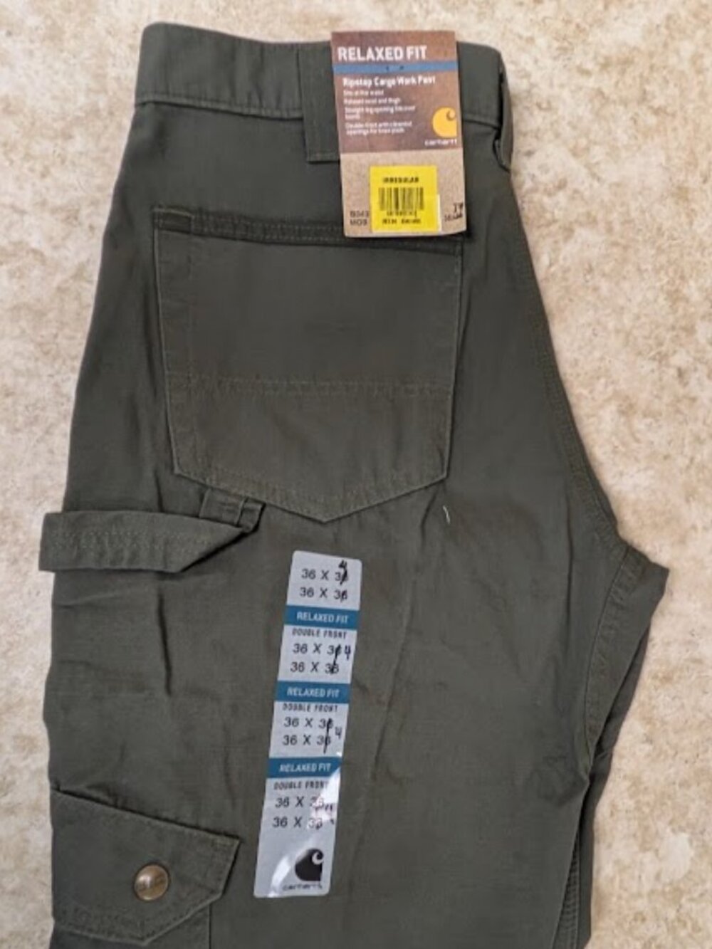 Carhartt Ripstop Cargo Work Pant 36x34 Moss
